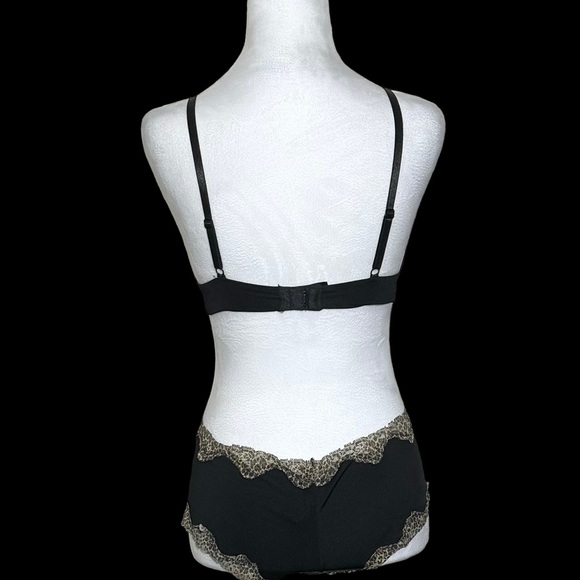 NWOT -Women’s Black Bra & Panty Set -Besima -Cheetah Print Edging -Sizes 34B & 7 - Picture 5 of 12